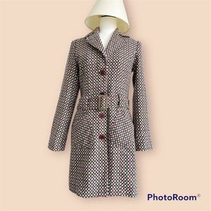 Preppy Pink Green Tweed Coat With Belt (S) Blendshe